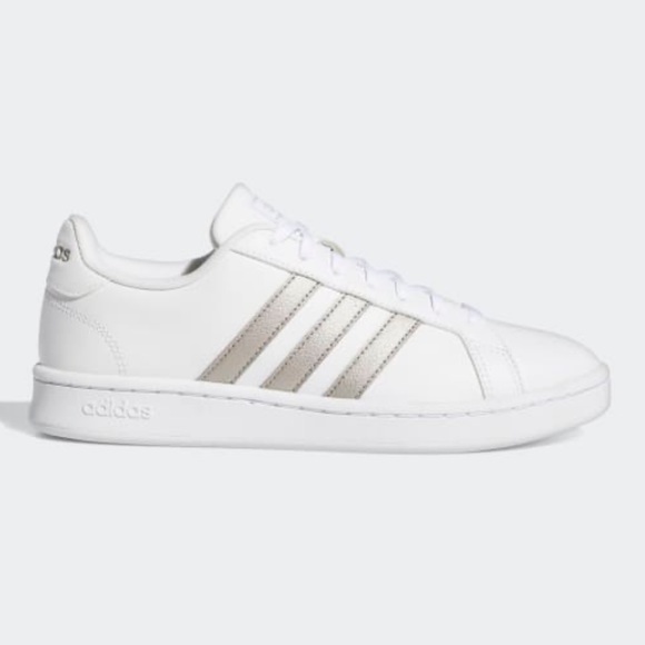 EE7874] Adidas Grand Court Base Cloud White/Platinum Metallic Women's | eBay